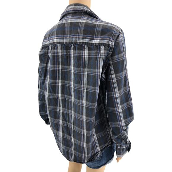 Springfield LARGE Gray Plaid Certified Smart Pearl Snap Boyfriend Shirt - Picture 3 of 7
